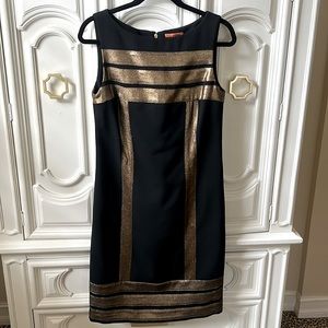 TORY BURCH Simca Black & Gold dress size 4